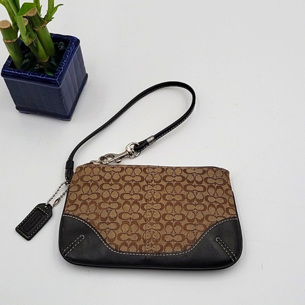 Coach Monogram Canvas Mini Wristlet